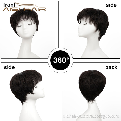 Aisi Hair Machine Made  Bob Style Brazilian For Black Women Pixie Cut Cheap Cosplay Human Hair Short Wigs
